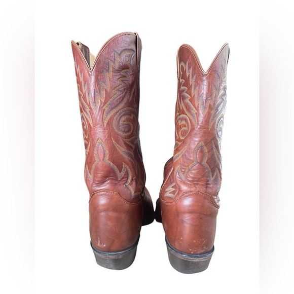 JUSTIN Western Cowboy Marble Brown Leather Boots Style # 1562 SZ 13D - Picture 4 of 9